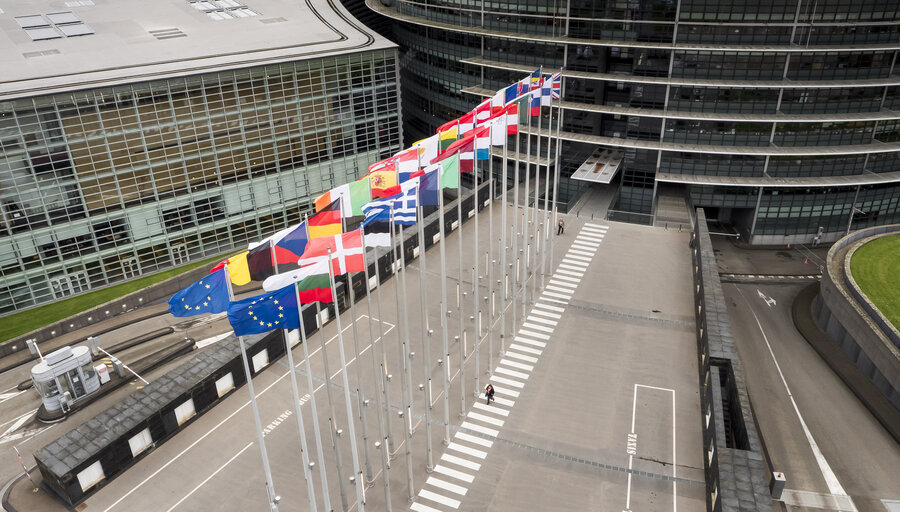 Aerial view of EU Headquarters in Strasbourg
