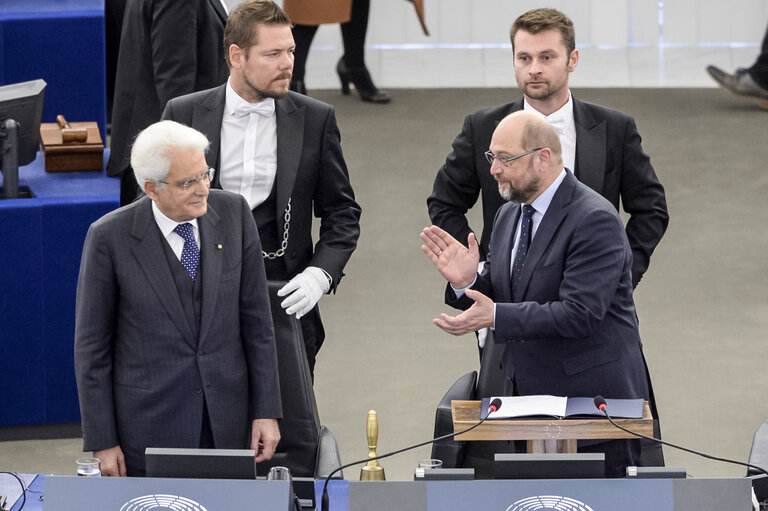 Fotografia 29: Official visit of the Italian President to the European Parliament in Strasbourg.