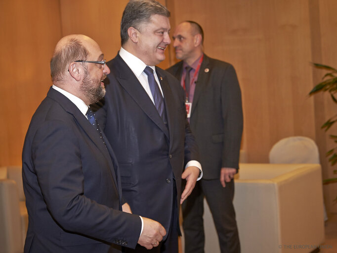 Photo 7: European Council President, EP President and EC President meet with the President of Ukraine