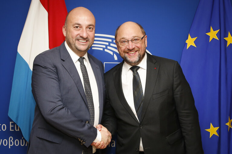 Fotografi 2: Martin SCHULZ - EP President meets with Etienne SCHNEIDER - Deputy Prime Minister of Luxembourg