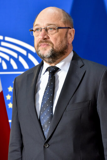 Fotografija 7: Official visit of the Italian President to the European Parliament in Strasbourg.     The President of the Italian Republic is welcomed by the President of the European Parliament