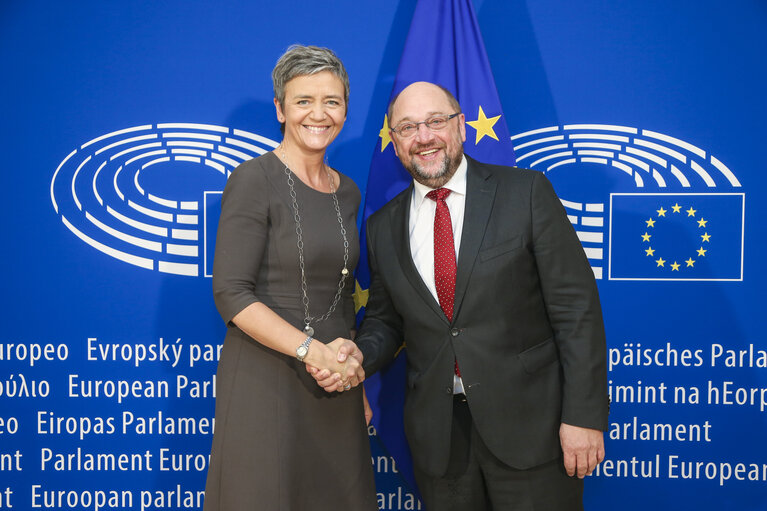 Martin SCHULZ - EP President meets with  Margrethe VESTAGER - EC Commissioner in charge of Competition