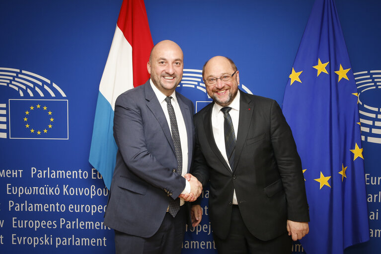 Fotografi 3: Martin SCHULZ - EP President meets with Etienne SCHNEIDER - Deputy Prime Minister of Luxembourg