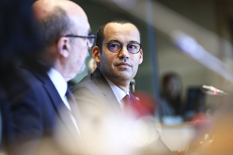 Photo 5: AFET committee meeting.  Exchange of views with Yassine BRAHIM - Minister for Investmen and International Cooperation and development of Tunisia.