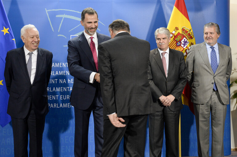 Official visit of the King of Spain Felipe VI at the European Parliament in Brussels.