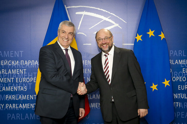 Fotogrāfija 6: Martin SCHULZ - EP President meets with Calin POPESCU-TARICEANU - President of the Romanian Senate.