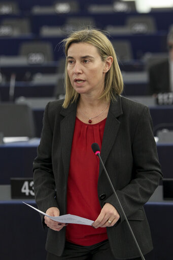 Fotografie 27: Plenary session week 11 2015 in Strasbourg - Murder of the Russian opposition leader Boris Nemtsov and the state of democracy in Russia  Statement by the Vice-President of the Commission/High Representative of the Union for Foreign Affairs and Security Policy