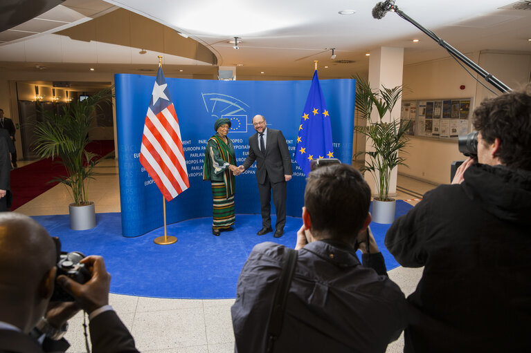 Martin SCHULZ - EP President welcomes Ellen JOHNSON SIRLEAF, President of Liberia