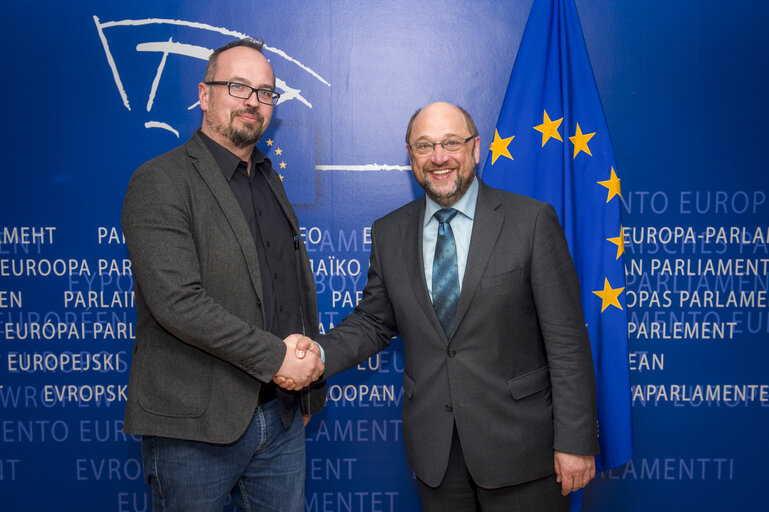 Fotografia 2: Martin SCHULZ - EP President meets with MEP Michel REIMON