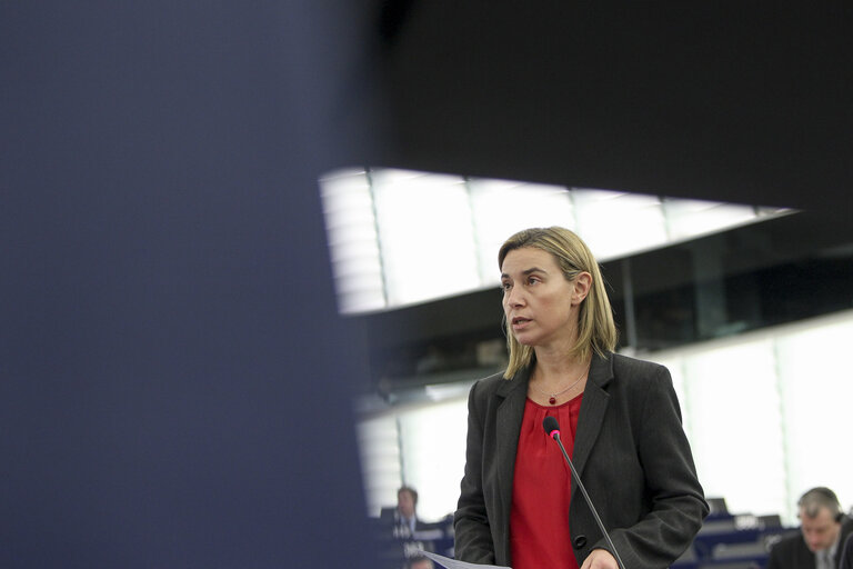 Fotografie 28: Plenary session week 11 2015 in Strasbourg - Murder of the Russian opposition leader Boris Nemtsov and the state of democracy in Russia  Statement by the Vice-President of the Commission/High Representative of the Union for Foreign Affairs and Security Policy