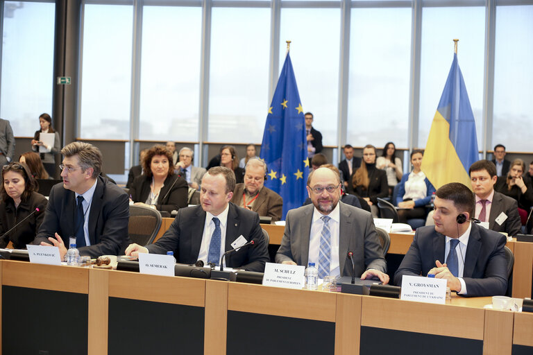 Fotogrāfija 8: Opening of the first meeting of the EU-Ukraine Parliamentary Association Committee (PAC) with the Chairperson of the Verkhovna RADA of Ukraine