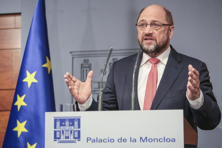 Fotogrāfija 8: Press conference of Martin SCHULZ - EP President at the Moncloa Palace in Madrid, Spain