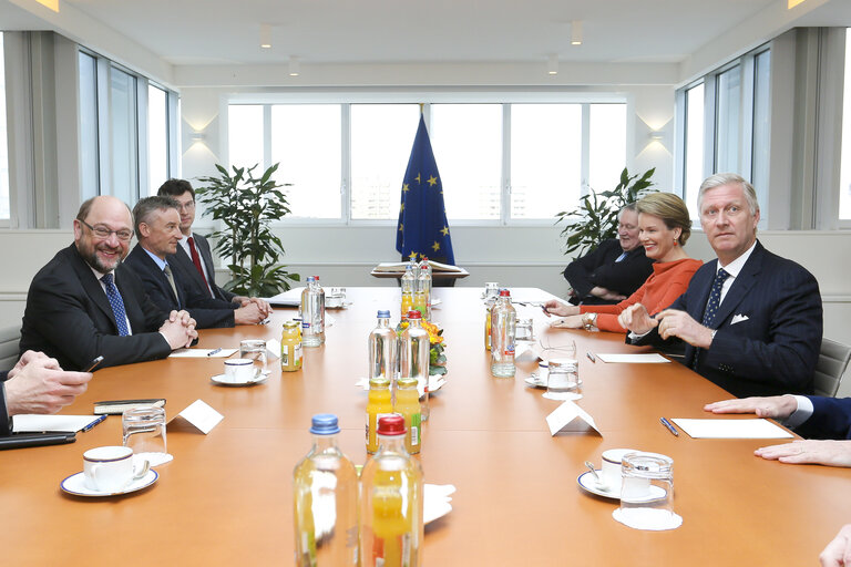 Official Visit - Martin SCHULZ - EP President meets with Philippe - King of the Belgians and Mathilde - Queen of the Belgians.