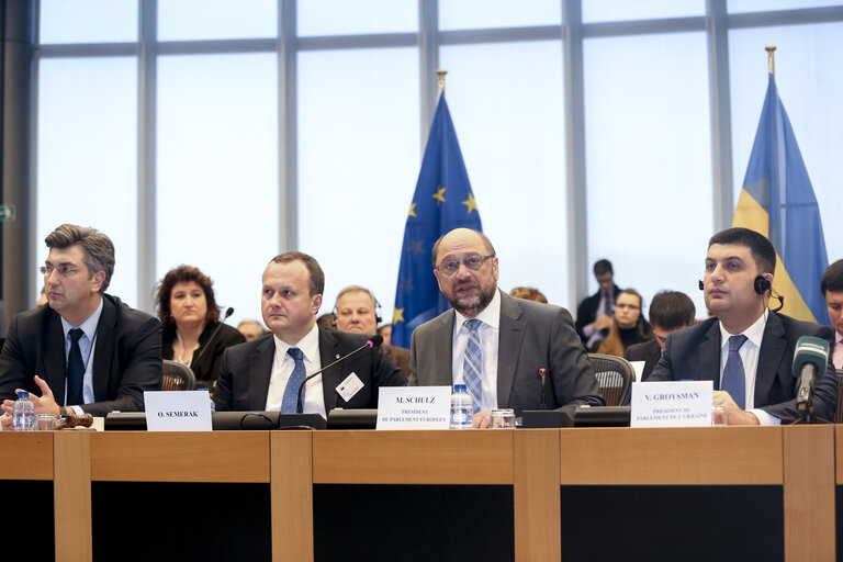 Fotogrāfija 2: Opening of the first meeting of the EU-Ukraine Parliamentary Association Committee (PAC) with the Chairperson of the Verkhovna RADA of Ukraine