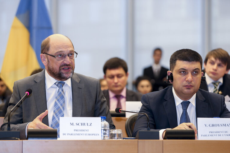 Fotogrāfija 3: Opening of the first meeting of the EU-Ukraine Parliamentary Association Committee (PAC) with the Chairperson of the Verkhovna RADA of Ukraine