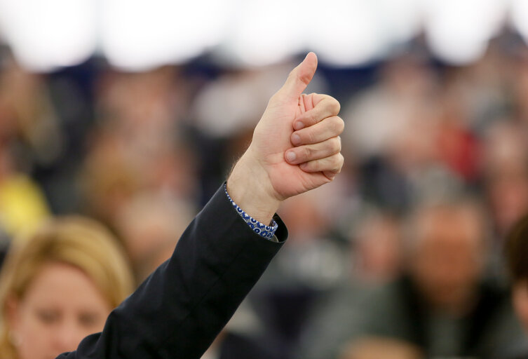 Foto 17: Plenary session in Strasbourg - Week 27  2016. Votes - Thumb up