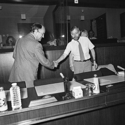 Fotografie 3: Meeting at the European Parliament in Brussels in June 1985