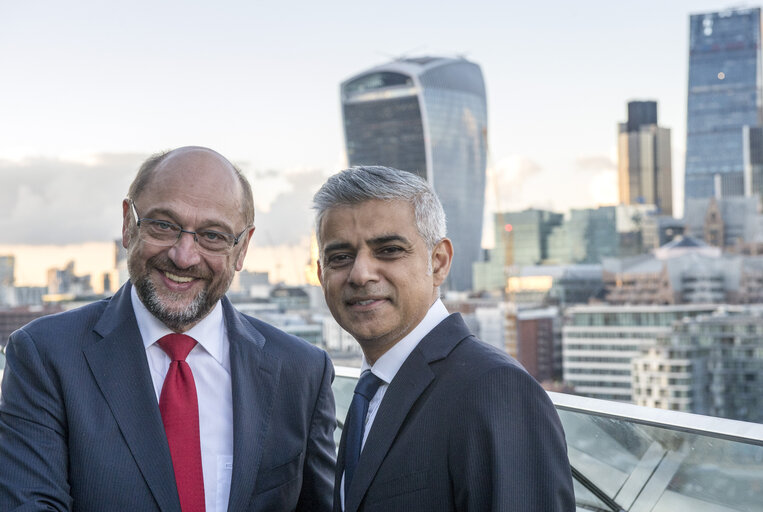 Suriet 2: President of the European Parliament, Martin SCHULZ, meets with Mayor of London, Sadiq KHAN, at City Hall on September 22, 2016.