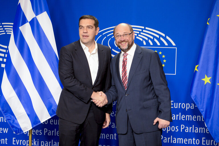 Fotografija 1: Martin SCHULZ, EP President meets with Alexis TSIPRAS, Prime Minister of Greece