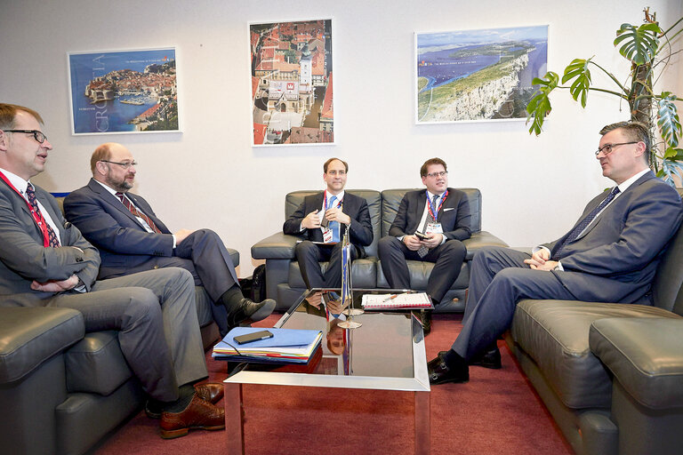 Martin SCHULZ, President of the European Parliament meets with Tihimor ORESKOVIC, Croatian Prime Minister