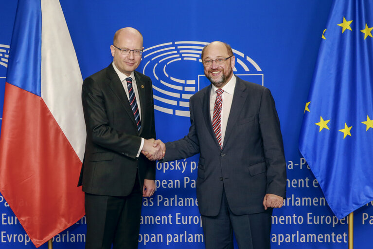 Photo 1: Official visit of the president of Czech RepublicMartin SCHULZ - EP President welcomes Bohuslav SOBOTKA - President of the Czech Republic