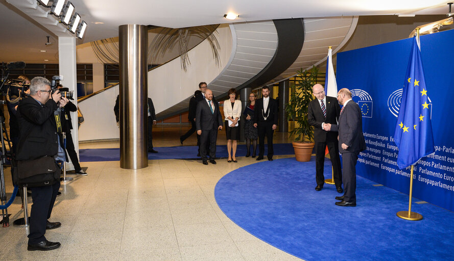 Official visit of the president of Czech Republic to the European Parliament in Brussels.