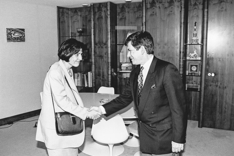 Fotografia 1: Enrique BARON CRESPO - EP President meets with Maria DAMANAKI, President of the Hellenic Parliament at the European parliament in Strasbourg