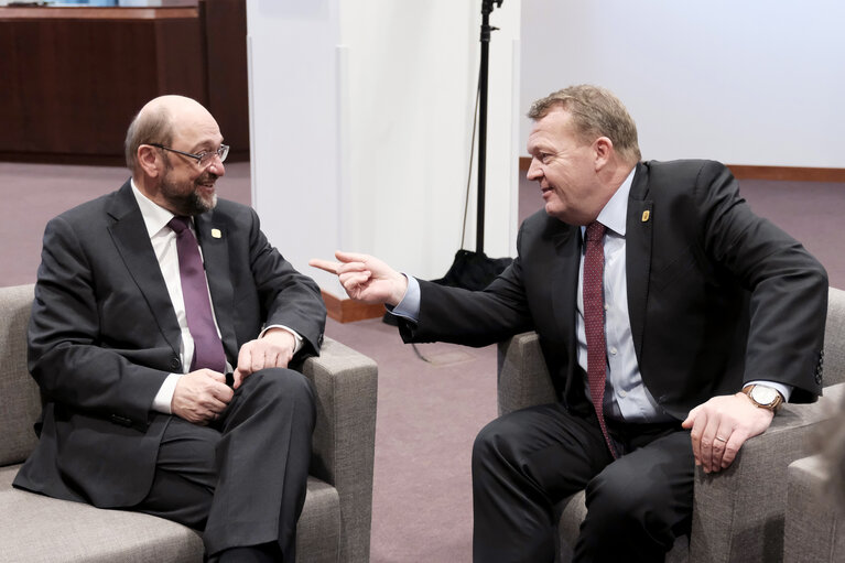 Снимка 2: Martin SCHULZ - EP President meets with Lars Lokke RASMUSSEN, Danish Prime Minister