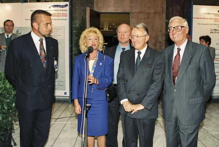 Opening of an exhibition on the Role of the Rhine - Rhone inland waterway link of Europe.