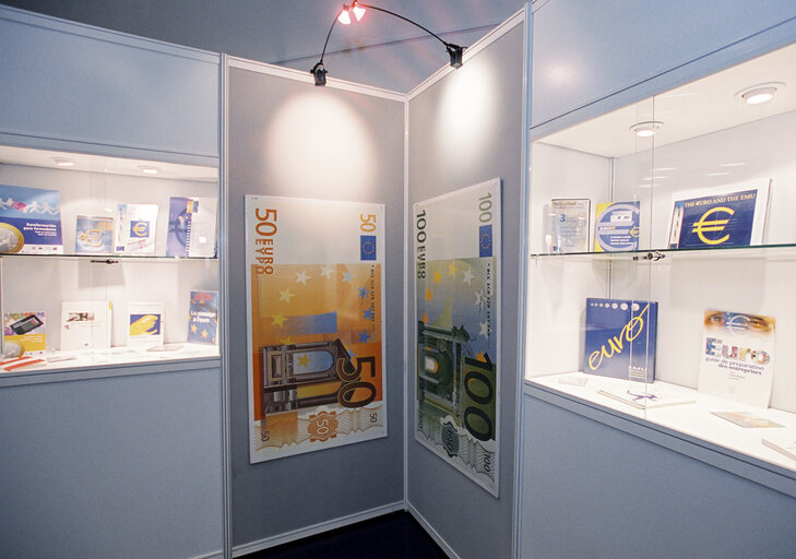 Exhibition about the Euro currency a the European Parliament of Strasbourg in December 2000.