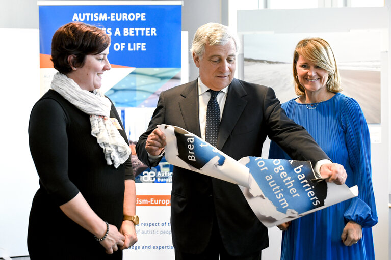 Antonio TAJANI - EP President visits the exhibition on Autism - ' Break Barriers Together for Autism '