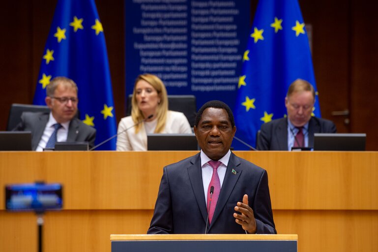 Fotografie 19: Formal Sitting - Address by Hakainde Hichilema, President of the Republic of Zambia