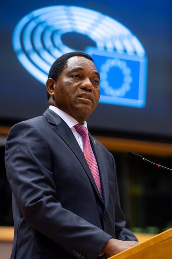 Fotografie 23: Formal Sitting - Address by Hakainde Hichilema, President of the Republic of Zambia