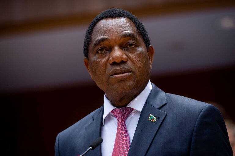 Fotogrāfija 29: Formal Sitting - Address by Hakainde Hichilema, President of the Republic of Zambia