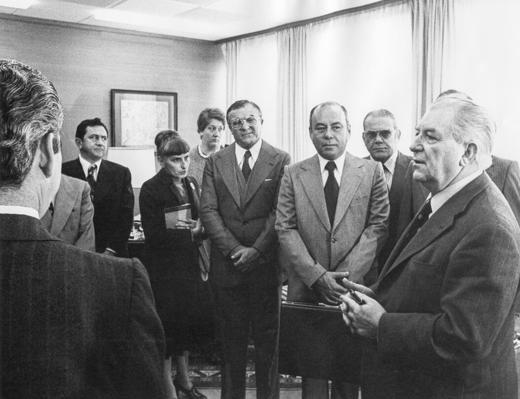 SPENALE Georges meeting the Latin America delegation at the European Parliament in Luxembourg in November 1975