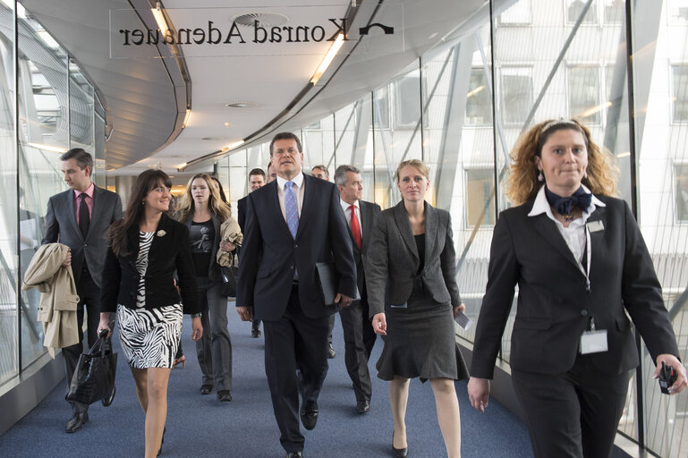 Fotografija 2: Arrival of Maros SEFCOVIC, Commissioner-designate for Transport and Space