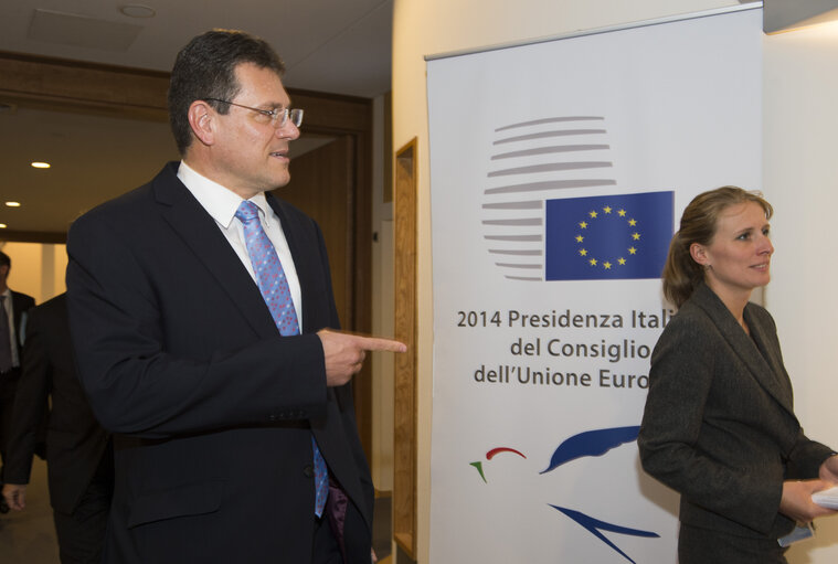 Fotografija 7: Arrival of Maros SEFCOVIC, Commissioner-designate for Transport and Space