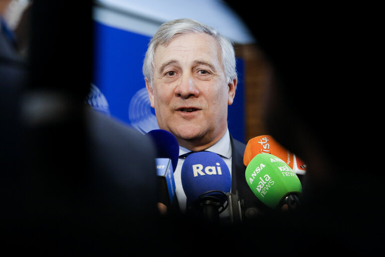 EP Press point by Antonio TAJANI, EP President following the debate on the Future of Europe with Angela MERKEL, German Chancellor