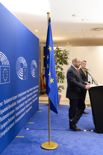 Martin SCHULZ - EP President meets with Prime Minister of Turkey. Press Point