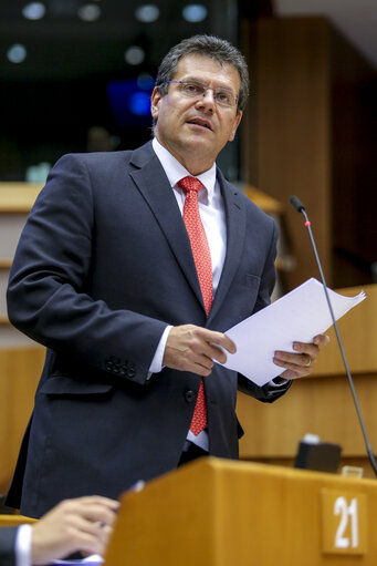 Fotografie 29: Plenary Session week 38 2015 in Brussels: Debate - Decision adopted on 15 July 2015 on the energy summer package - Commission statement