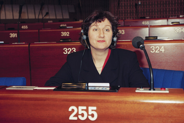 Arlene McCARTHY in plenary session in Strasbourg, april 1994.