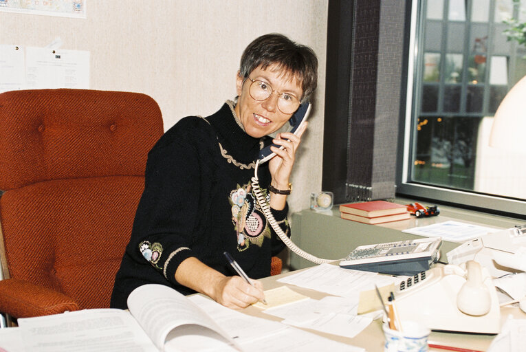 Lis JENSEN in her office at the European Parliament in Strasbourg