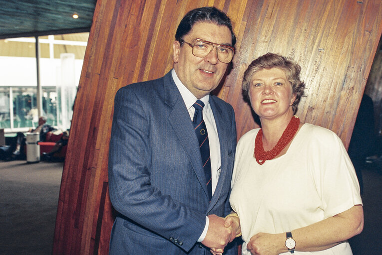 MEPs John HUME and Anita Jean POLLACK at the European Parliament in Strasbourg