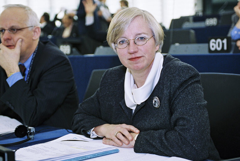 MEP Maria MARTENS at the European Parliament in Strasbourg