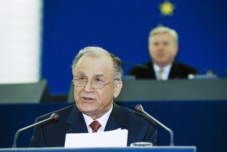 Nuotrauka 11: The President of Romania addresses the plenary session in Strasbourg