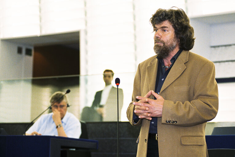 Portrait of Mep Reinhold MESSNER during the plenary session at the European Parliament in Strasbourg