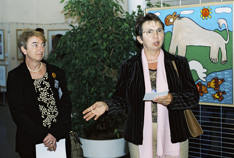 Exhibition on Moi, bleu et vous, contre la discrimination at the European Parliament in Strasbourg.