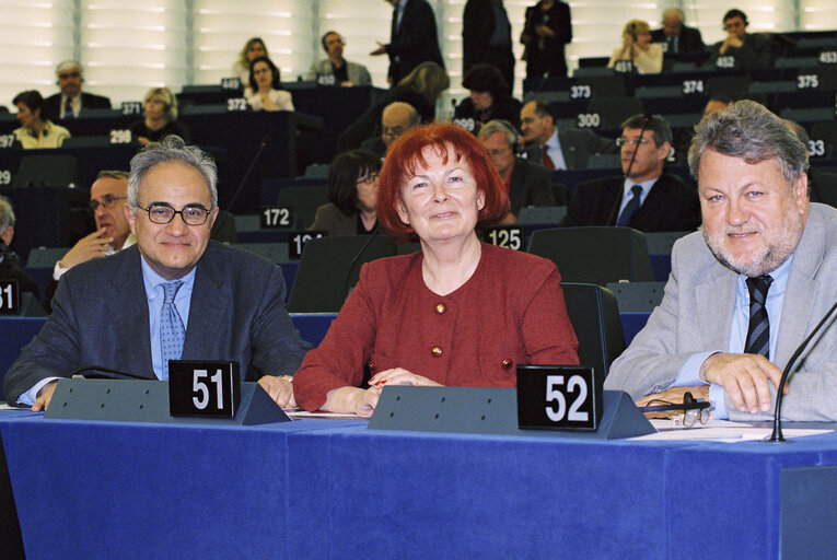 Portrait of Mep's during the plenary session at the European Parliament in Strasbourg