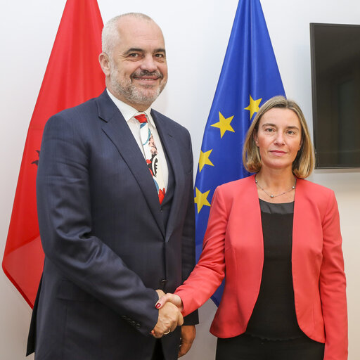 Fotagrafa 2: Federica MOGHERINI, HRVP of the EC meets with Edi RAMA, Prime Minister of Albania, at the EP in Brussels.