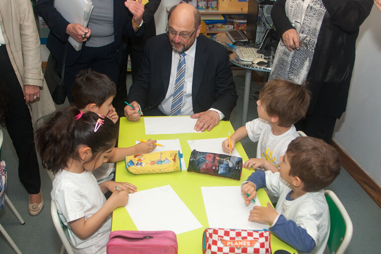 Fotagrafa 6: Official visit by Martin SCHULZ - EP President to Lisbon, Portugal . Visit of the Centre for Refugees, Bobadela